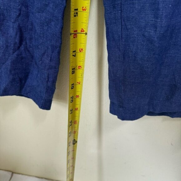 Eileen Fisher Linen Crop Side Zip Lantern Capri Pants Minimalist Wide Blue M P - Picture 14 of 14
